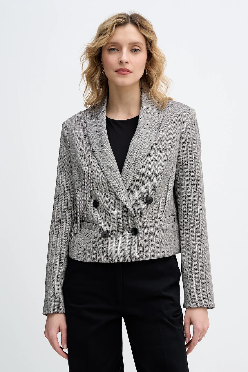 Sisley sacou culoarea negru, cu doua rânduri de nasturi, 2D12LW03P