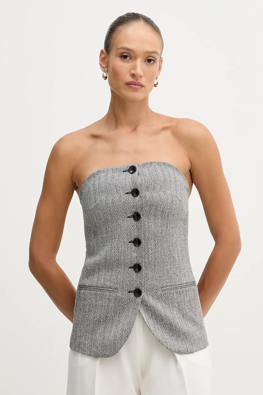 Sisley bluză culoarea negru, cu imprimeu, 5D12LH01R