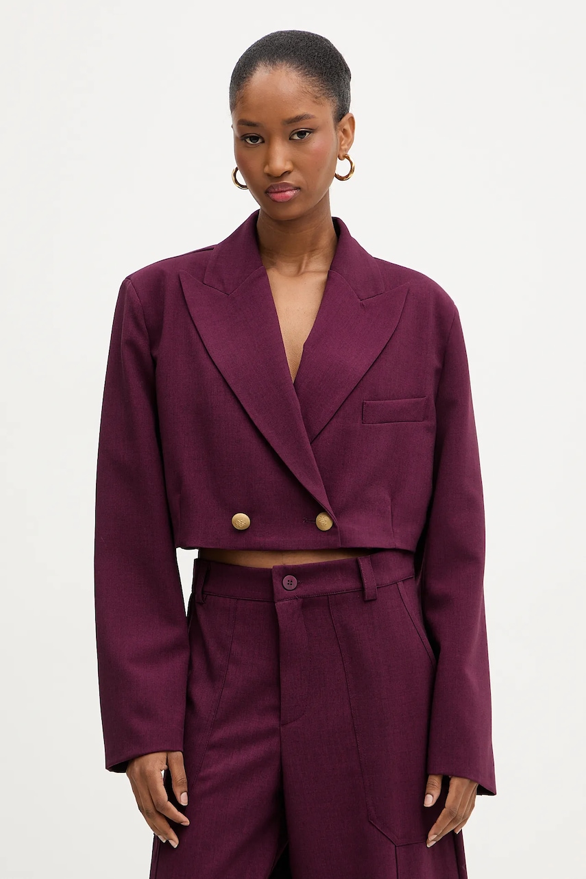 Haveone sacou culoarea bordo, cu doua randuri de nasturi, uni, JSO-P014