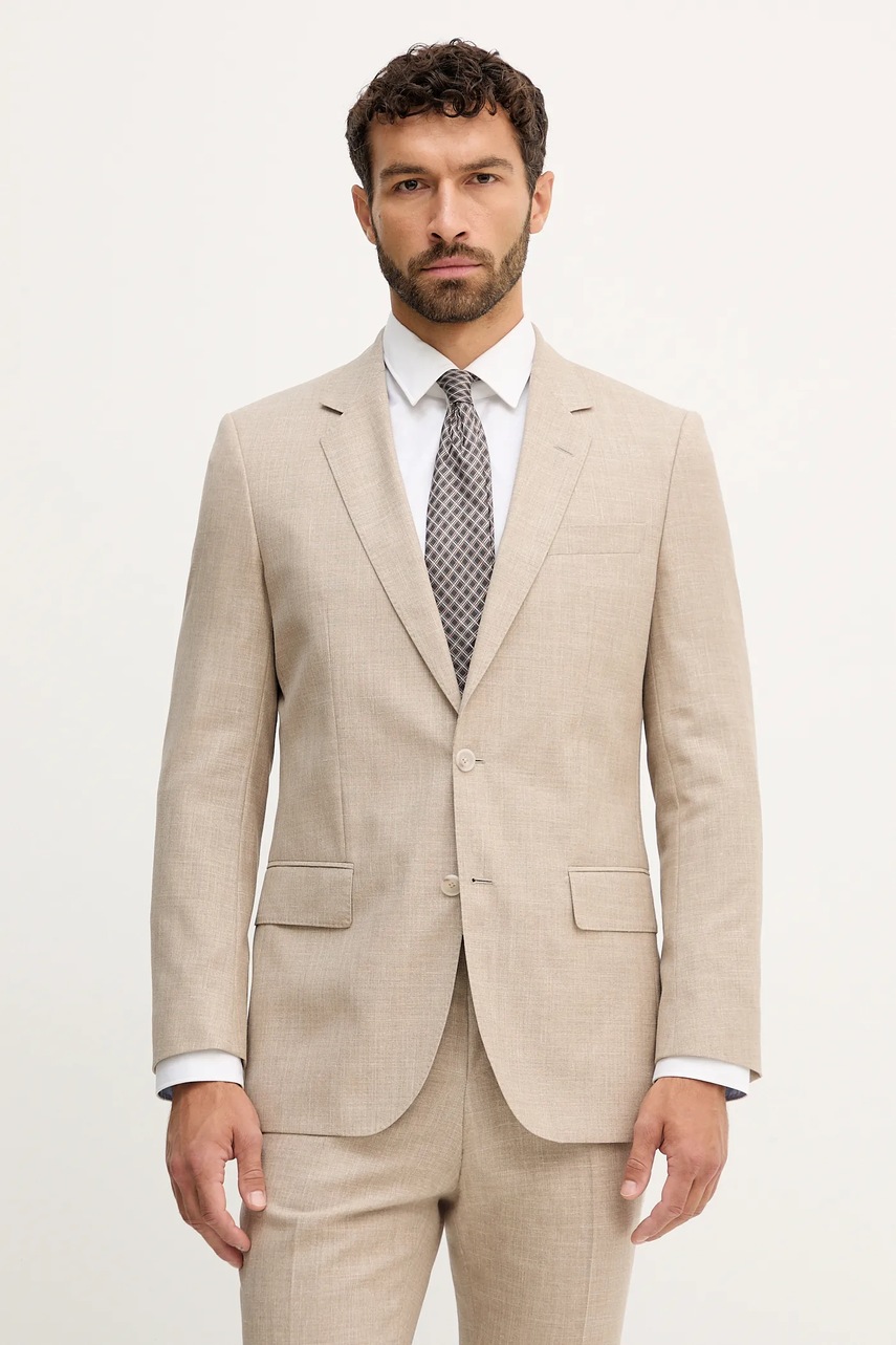 Костюм с шерстью BOSS BECKHAM X BOSS цвет бежевый меланж 50549196 Костюм с шерстью BOSS BECKHAM X BOSS цвет бежевый меланж 50549196