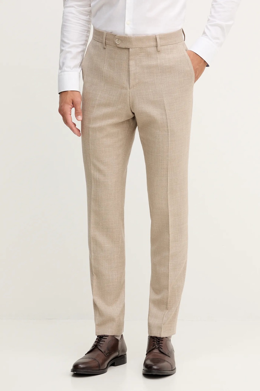 Μαλλίνο κοστούμι BOSS BECKHAM X BOSS χρώμα: μπεζ, 50549196 φωτογραφία