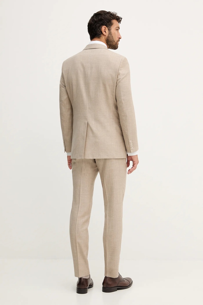 Μαλλίνο κοστούμι BOSS BECKHAM X BOSS χρώμα: μπεζ, 50549196 φωτογραφία