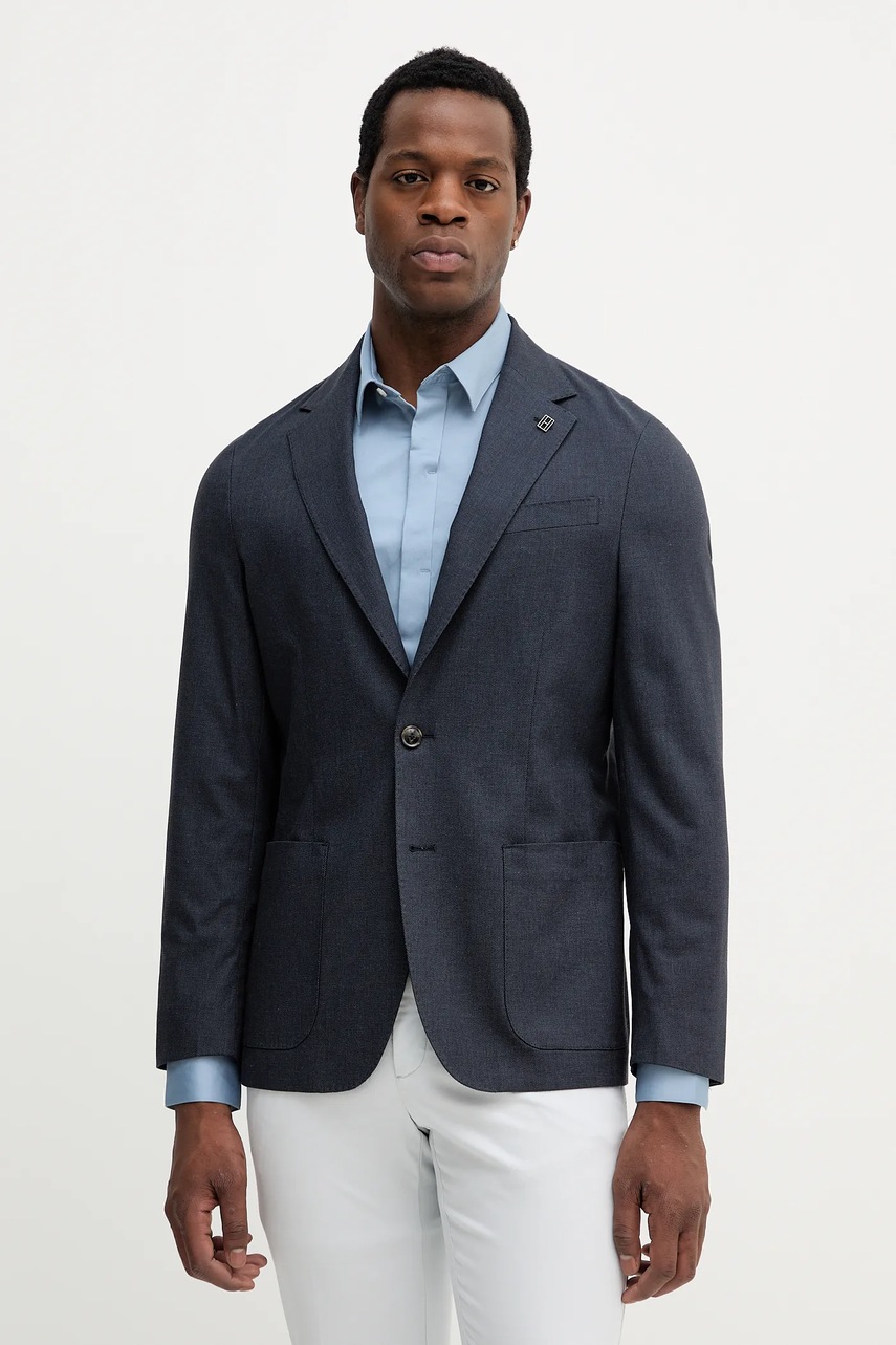 Levně Sako Tommy Hilfiger pánské, tmavomodrá barva, MW0MW39743