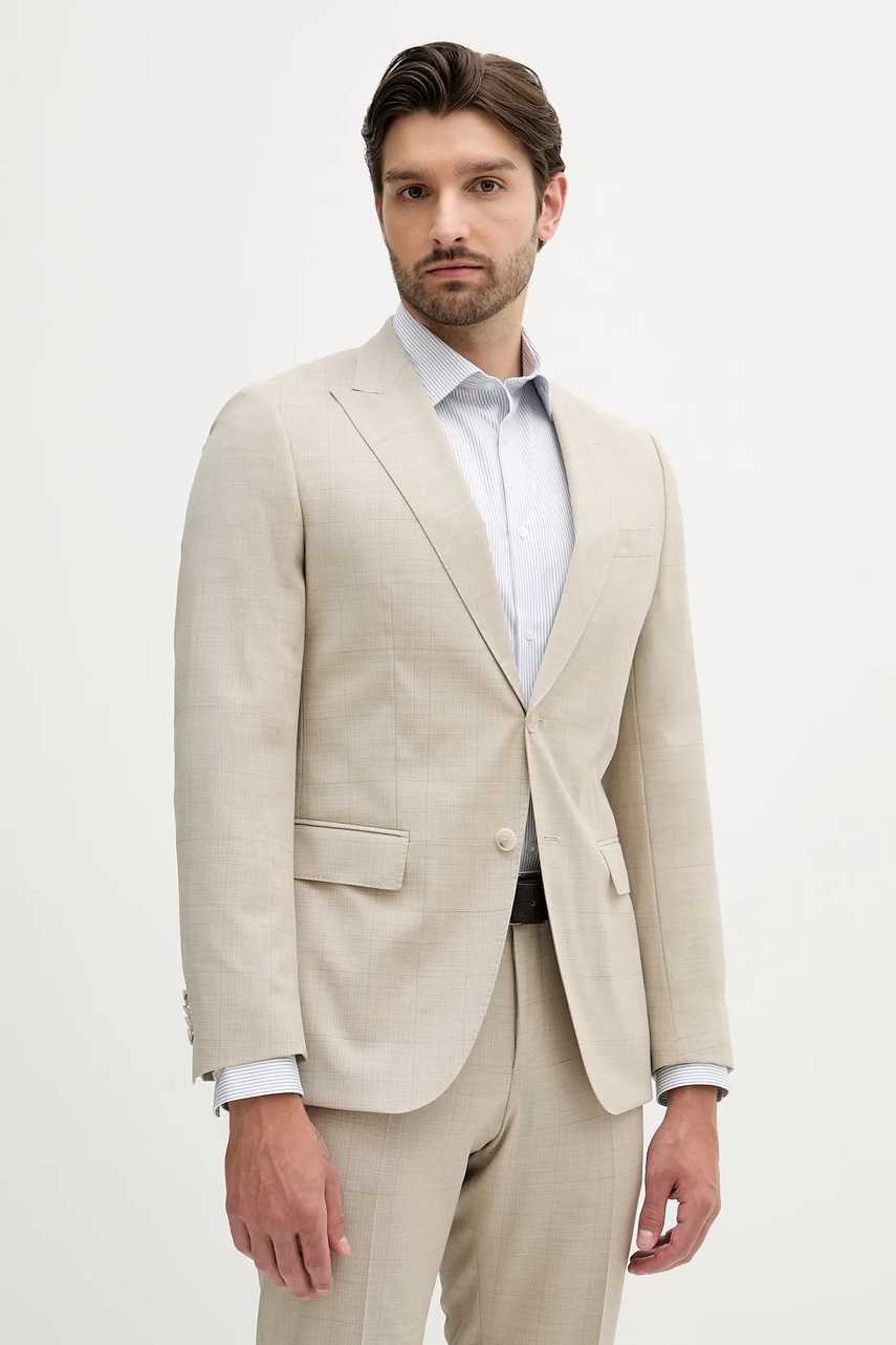 Μάλλινο κοστούμι BOSS χρώμα: μπεζ, 50546099 φωτογραφία