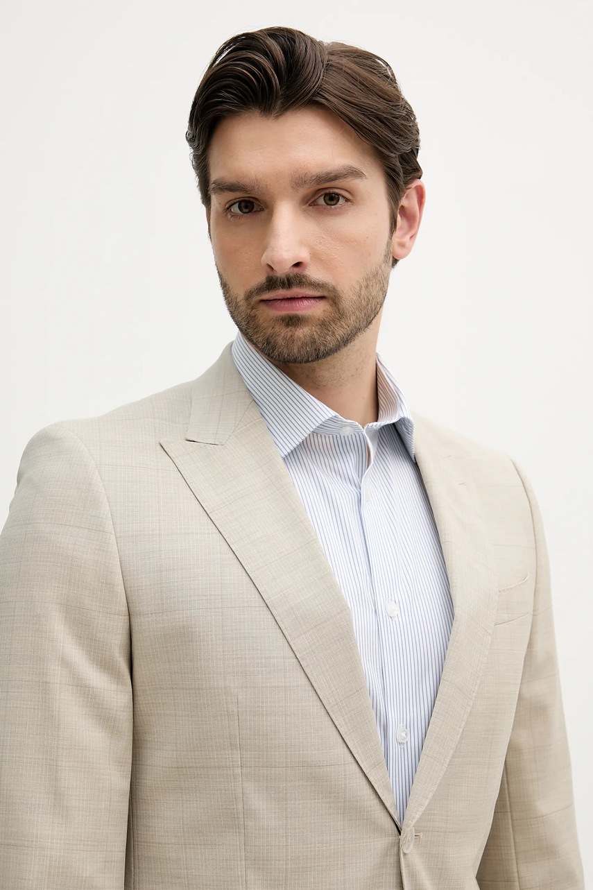 Μάλλινο κοστούμι BOSS χρώμα: μπεζ, 50546099 φωτογραφία