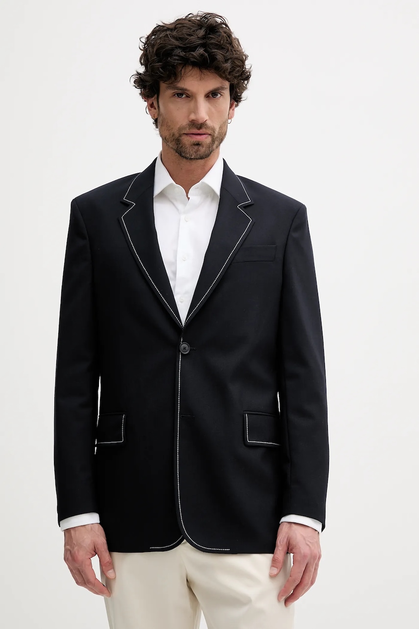 BOSS sacou de lână culoarea bleumarin, 50545808