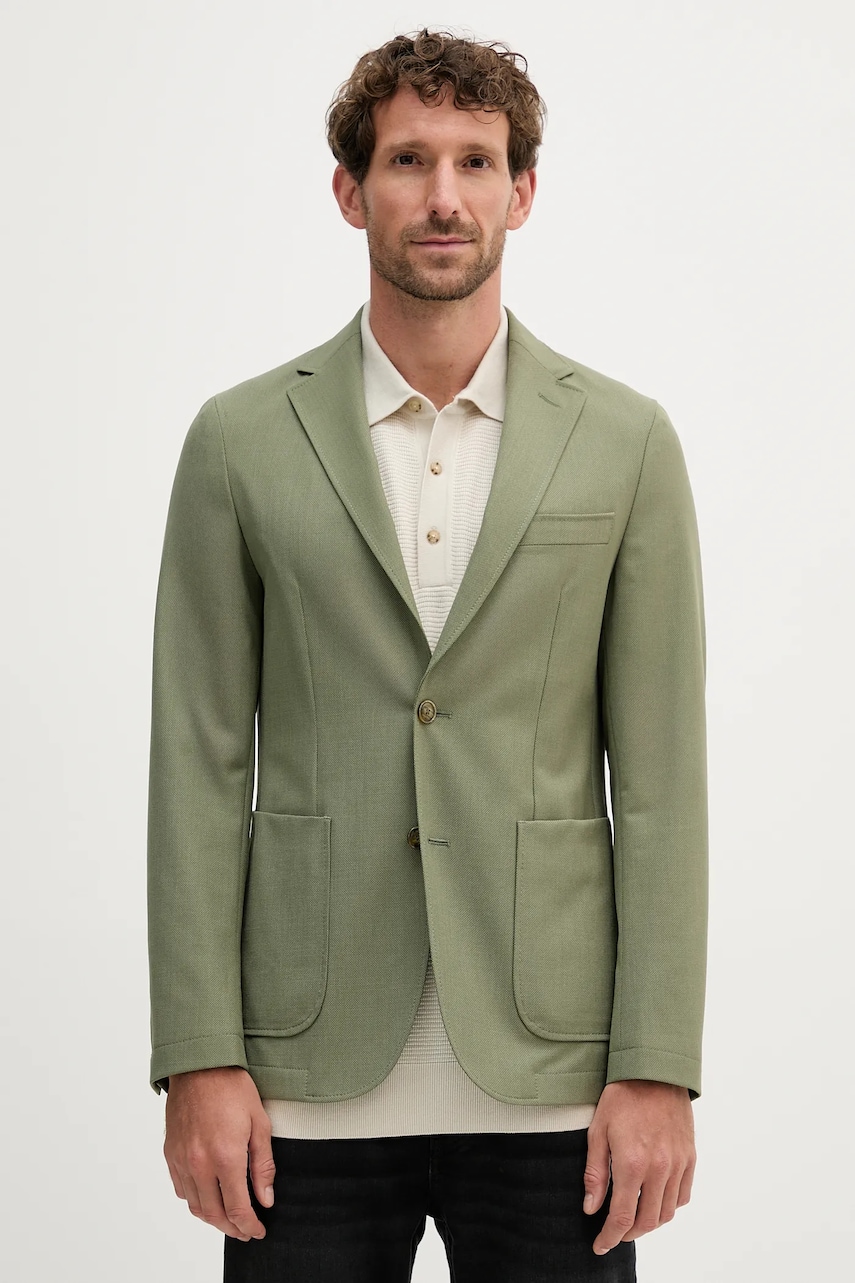 BOSS sacou din lână culoarea verde, 50546055