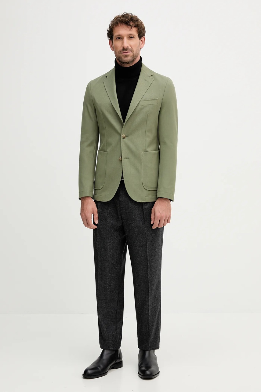 Пиджак с примесью шерсти BOSS цвет зелёный 50546055