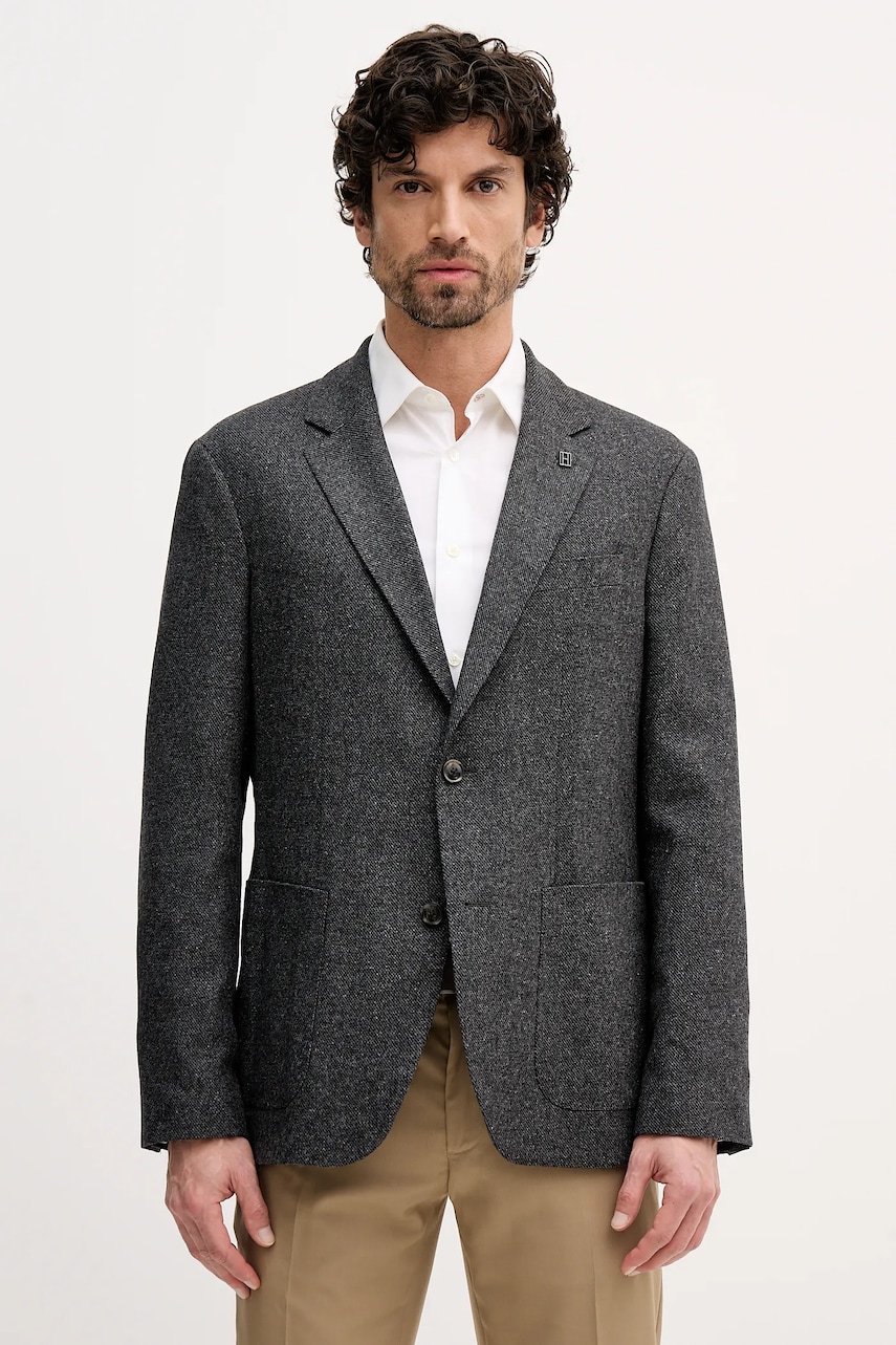 Sako s přídavkem vlny Tommy Hilfiger šedá barva, MW0MW40762