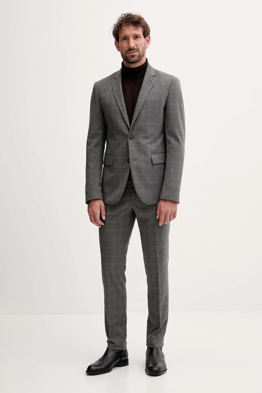 Lindbergh costum culoarea gri, cu imprimeu, 30-606071