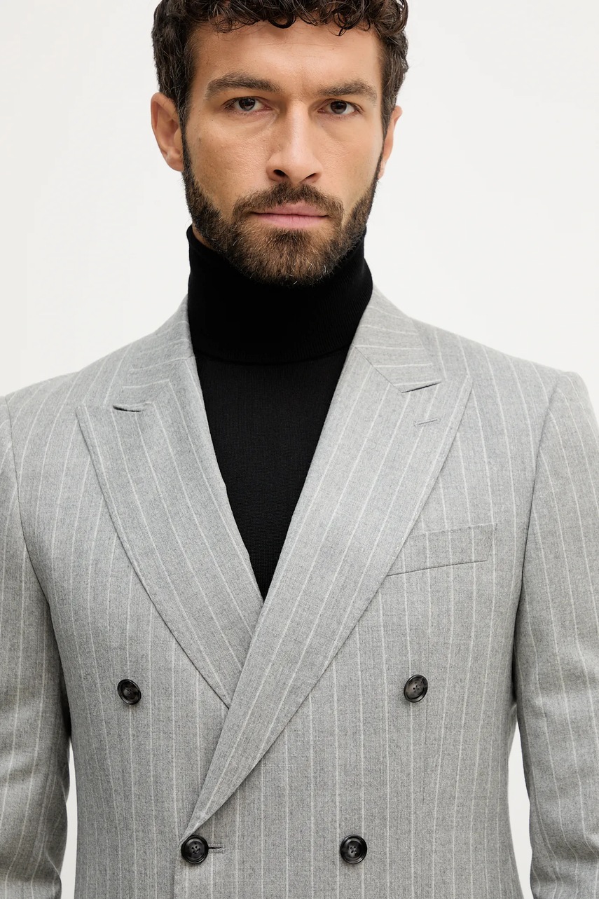 Μάλλινο κοστούμι BOSS χρώμα: γκρι, 50551756 φωτογραφία