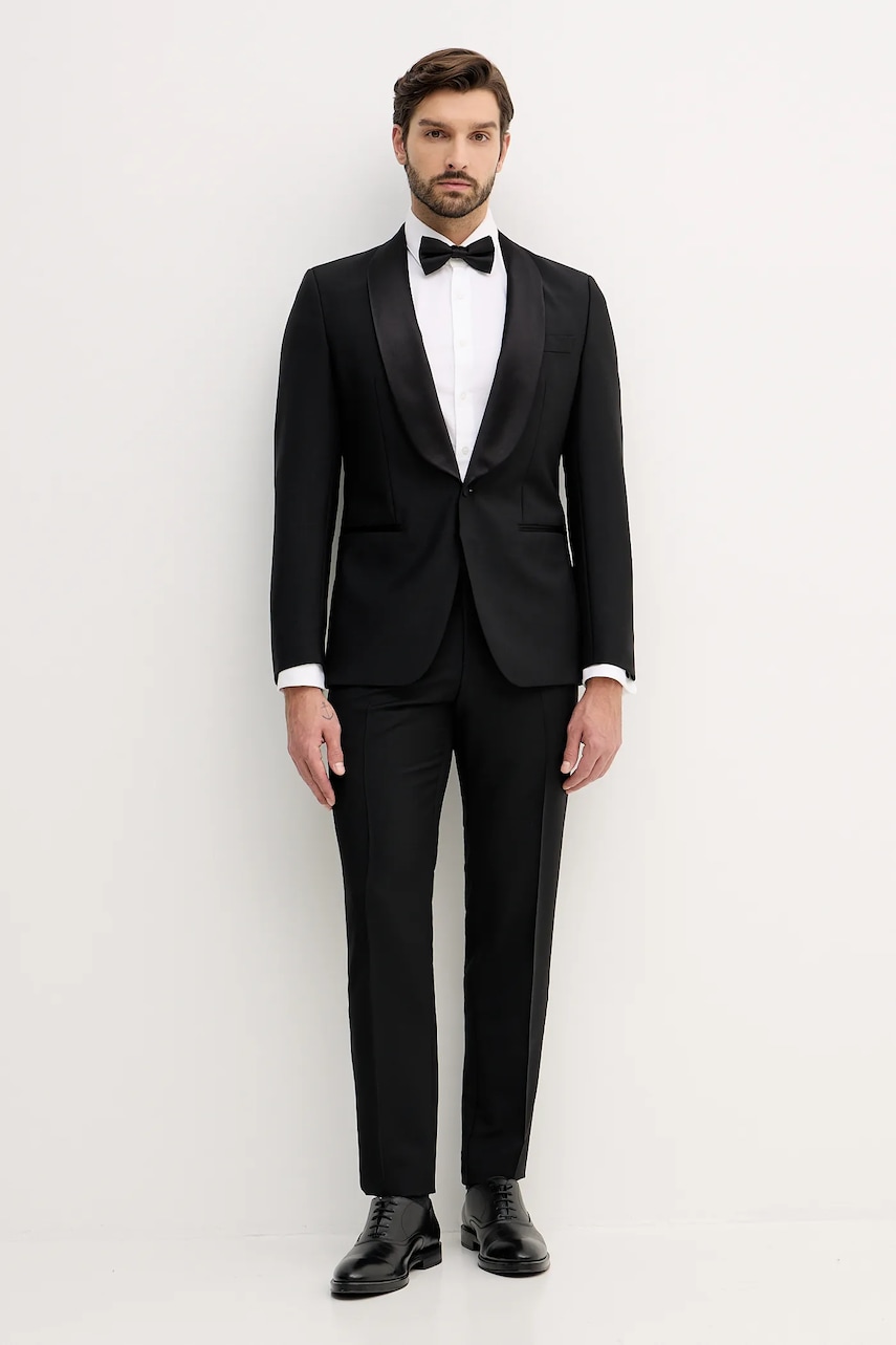 BOSS costum de lână culoarea negru, uni, 50551762