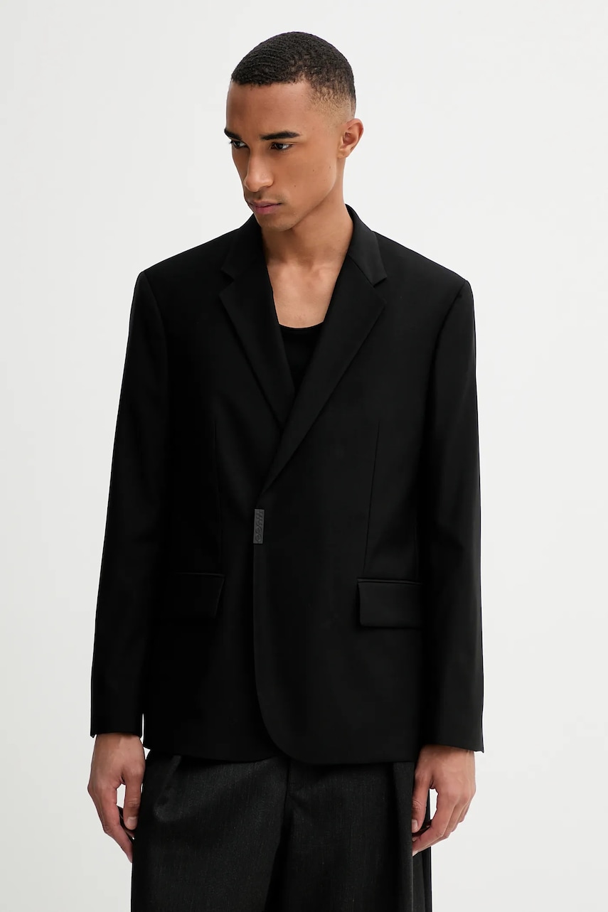 HUGO sacou din lână culoarea negru, 50549053