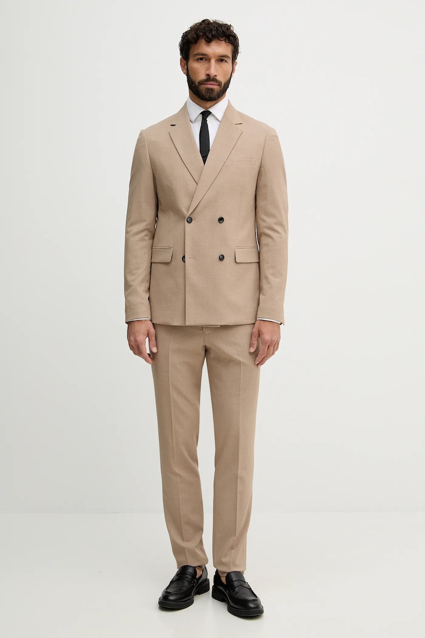 Lindbergh garnitur męski kolor beżowy gładka 30.61040DB