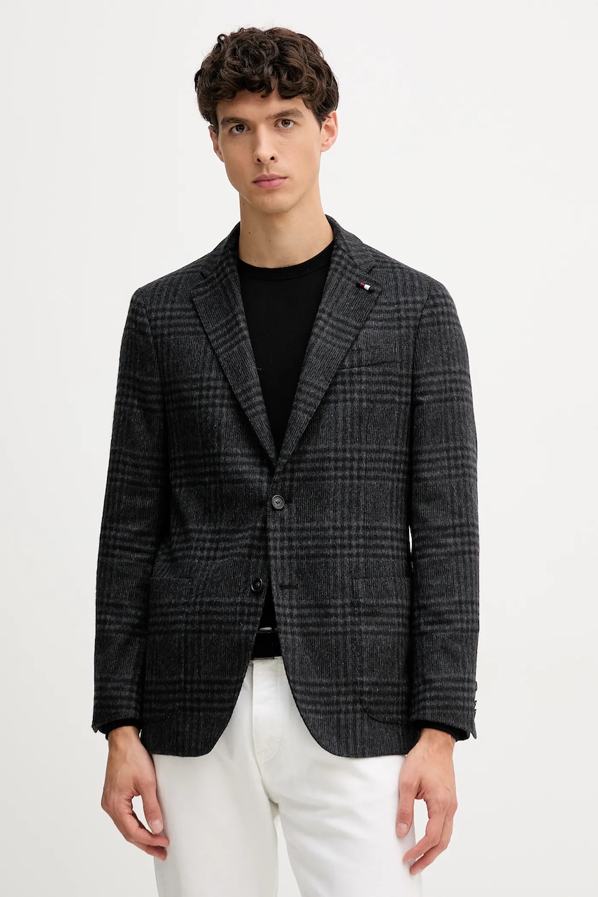 Levně Sako s přídavkem vlny Tommy Hilfiger šedá barva, FSTHL6505.FSTH512