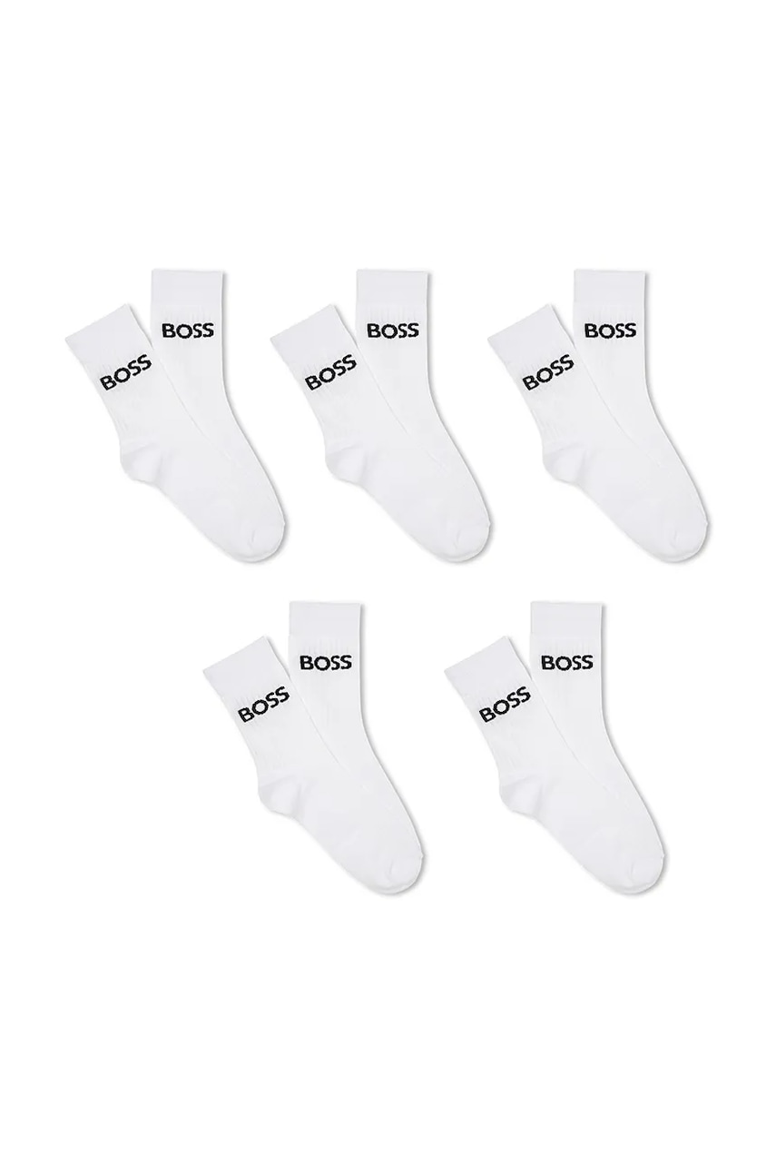 BOSS sosete copii 5-pack culoarea alb, J52638
