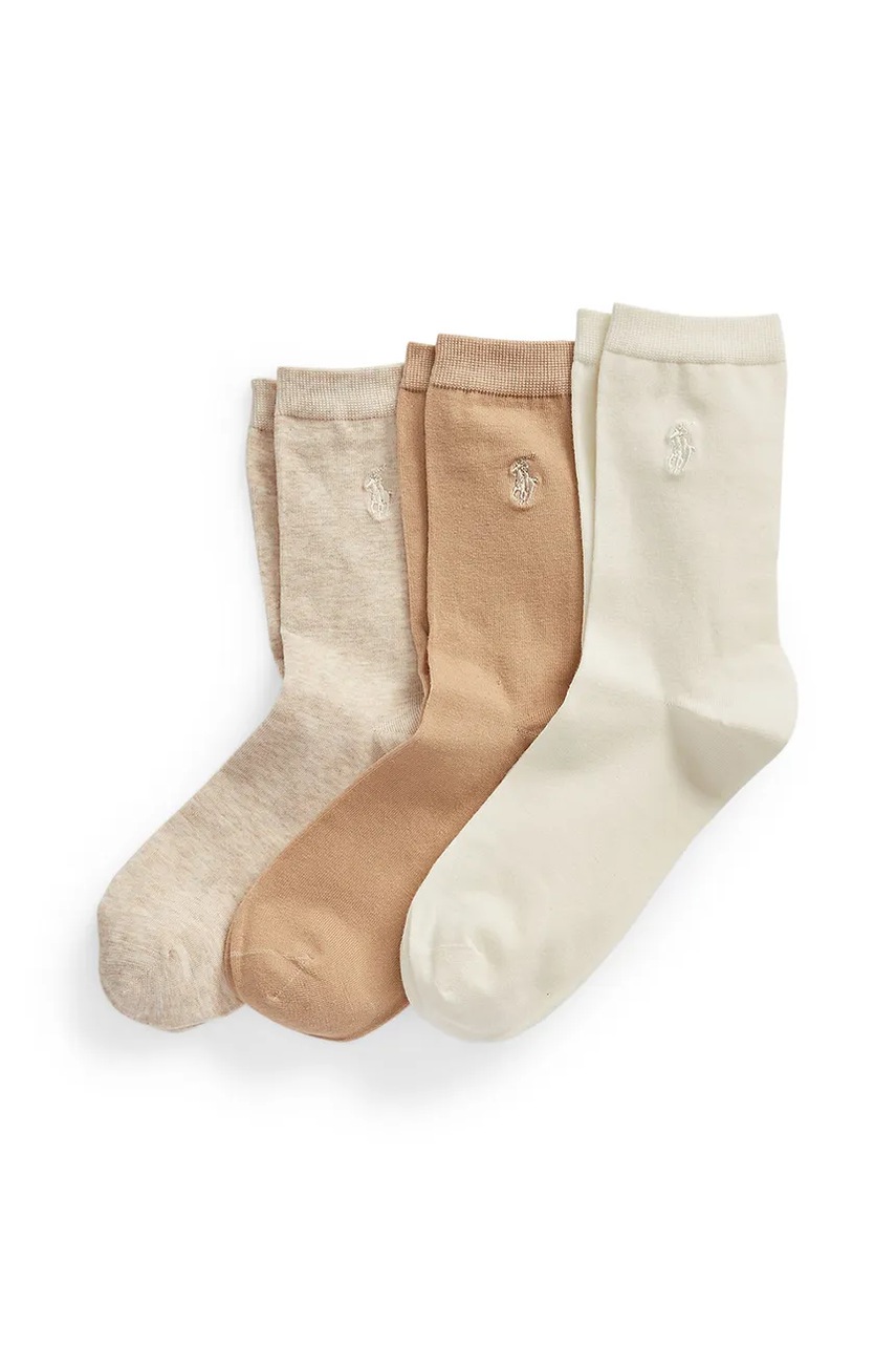 Levně Ponožky Polo Ralph Lauren 3-pack béžová barva, 455770345