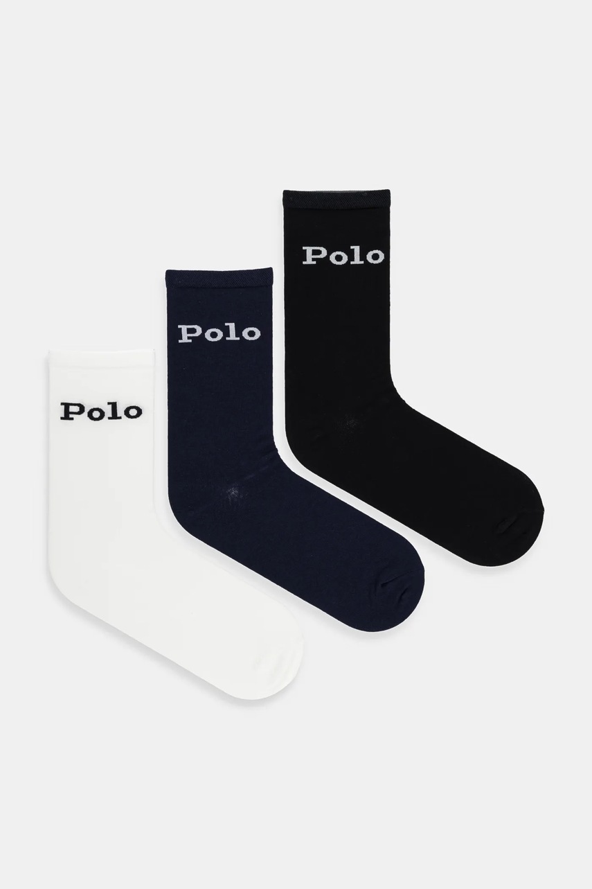 Levně Ponožky Polo Ralph Lauren 3-pack dámské, černá barva, 455940681