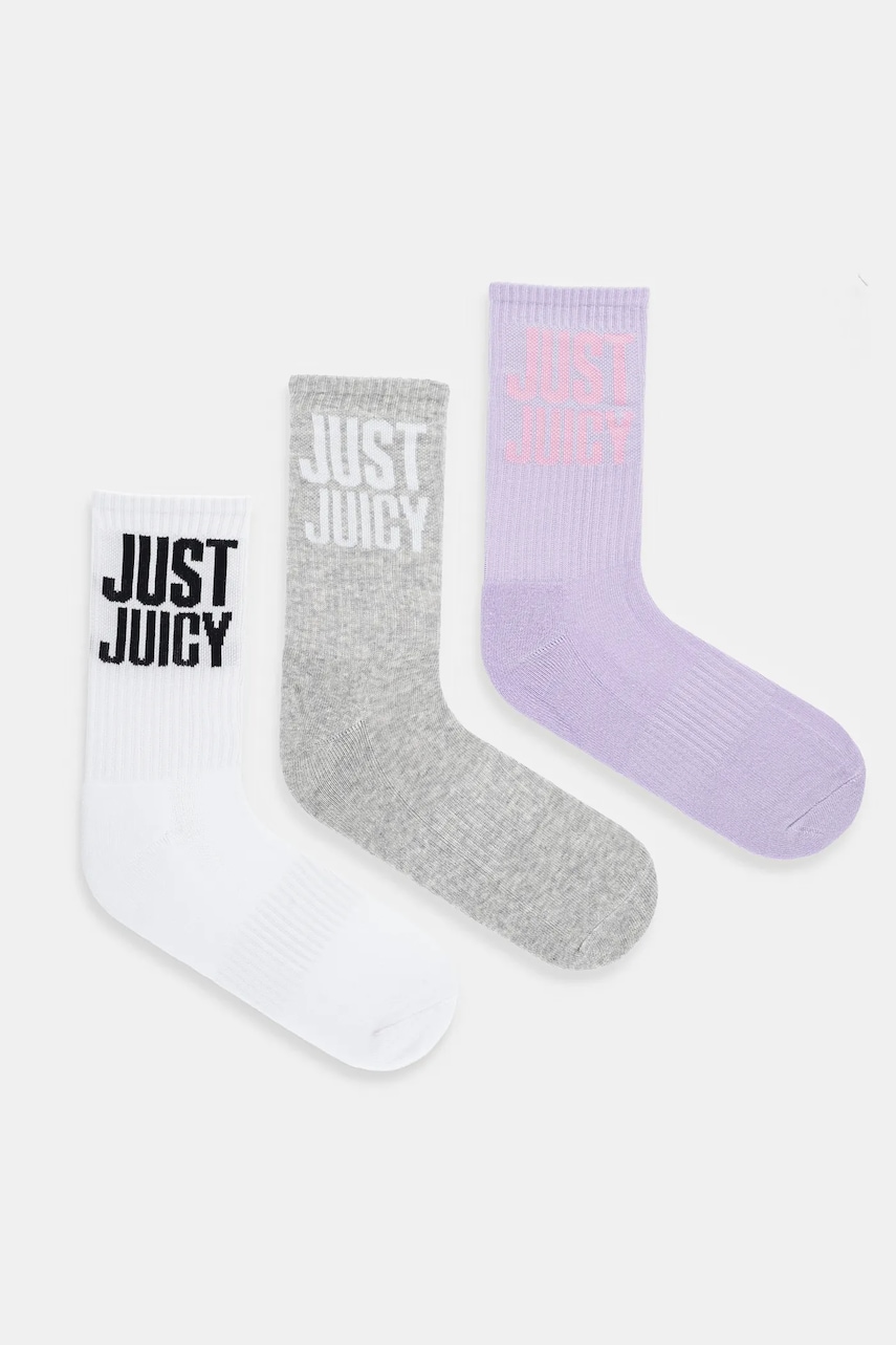 Juicy Couture șosete CREW SOCK 3 PACK 3-pack culoarea alb, JCAXS225706