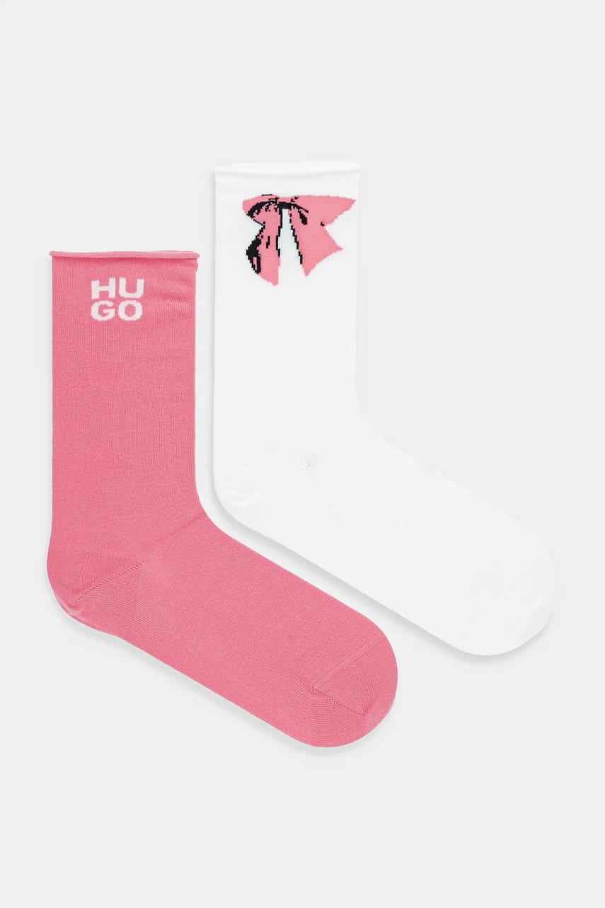 Levně Ponožky HUGO 2-pack růžová barva, 50543156