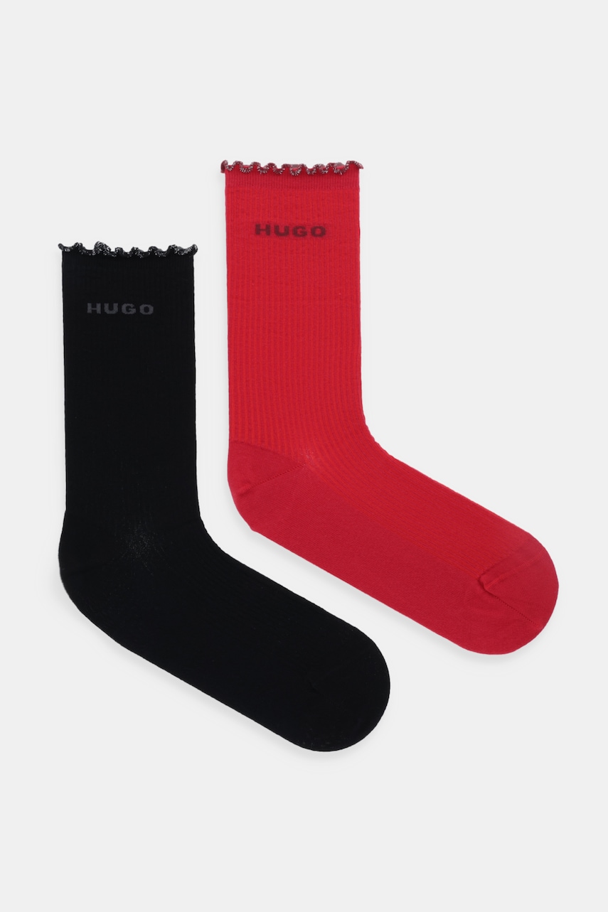 Levně Ponožky HUGO 2-pack červená barva, 50543178