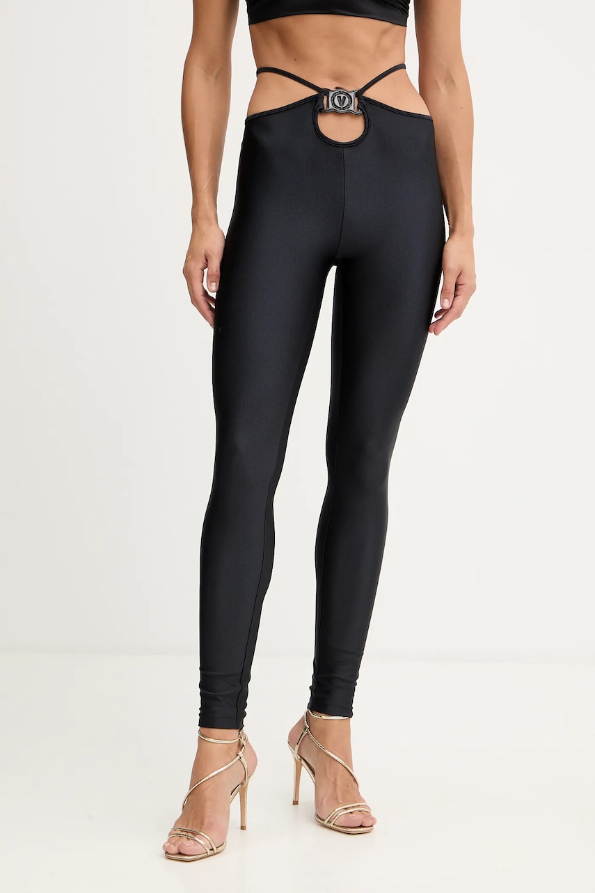 Versace Jeans Couture colanți culoarea negru, cu imprimeu, 79HAC108 N0008