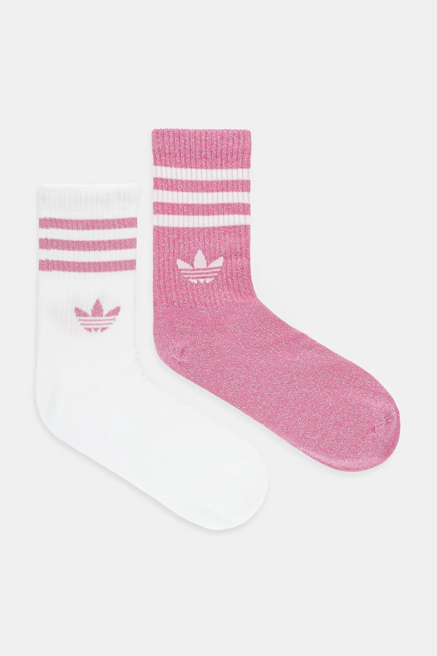 adidas Originals sosete 3-Stripes 2-pack culoarea roz, JX5205