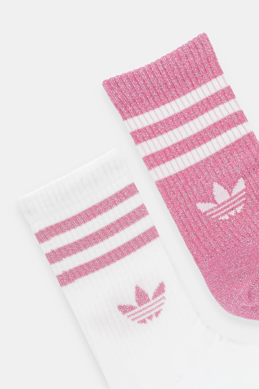 Носки adidas Originals 3-Stripes 2 шт цвет розовый JX5205 Носки adidas Originals 3-Stripes 2 шт цвет розовый JX5205
