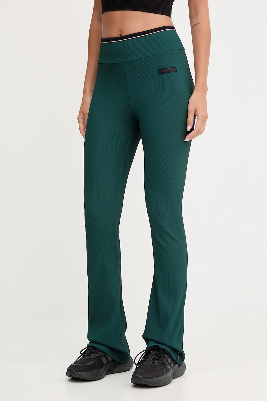 EA7 Emporio Armani leggins de antrenament culoarea verde, uni, AF15721.7W000577