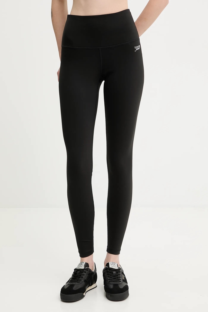 Tommy Jeans colanți culoarea negru, uni, DW0DW21830