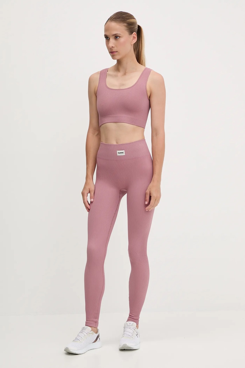 Тренировочные леггинсы Hummel цвет розовый однотонная 230305