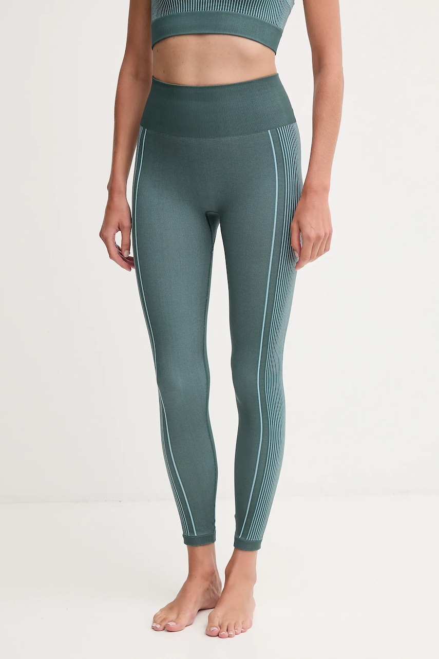 Hummel jambiere de yoga culoarea verde, cu imprimeu, 230429