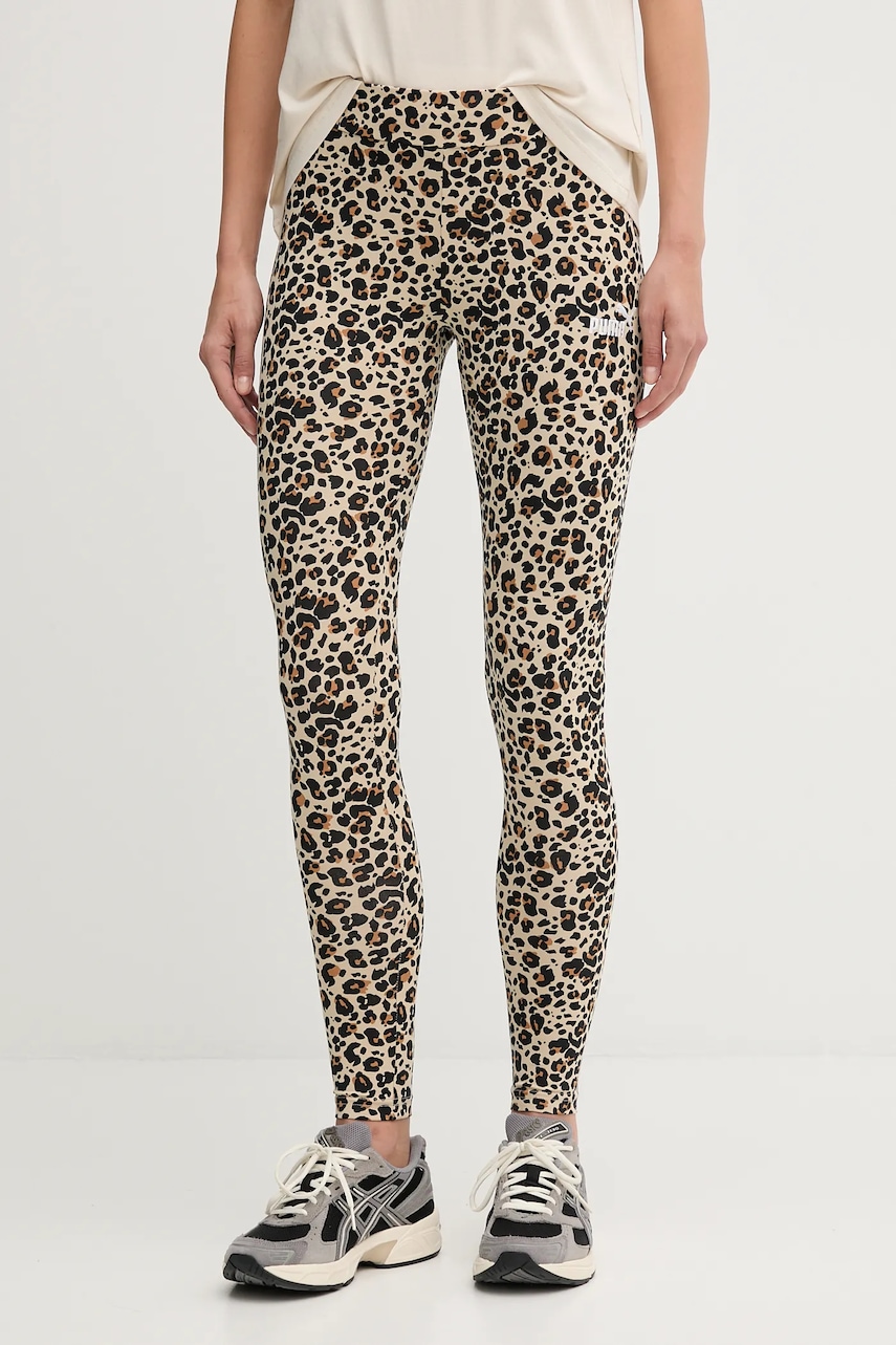 Puma colanți culoarea bej, cu imprimeu, 688085
