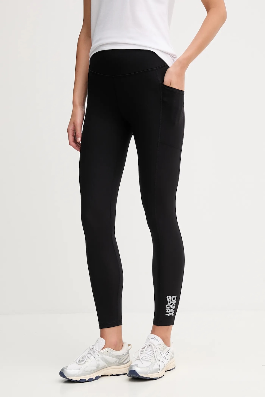 Dkny colanți culoarea negru, uni, DP5P3681