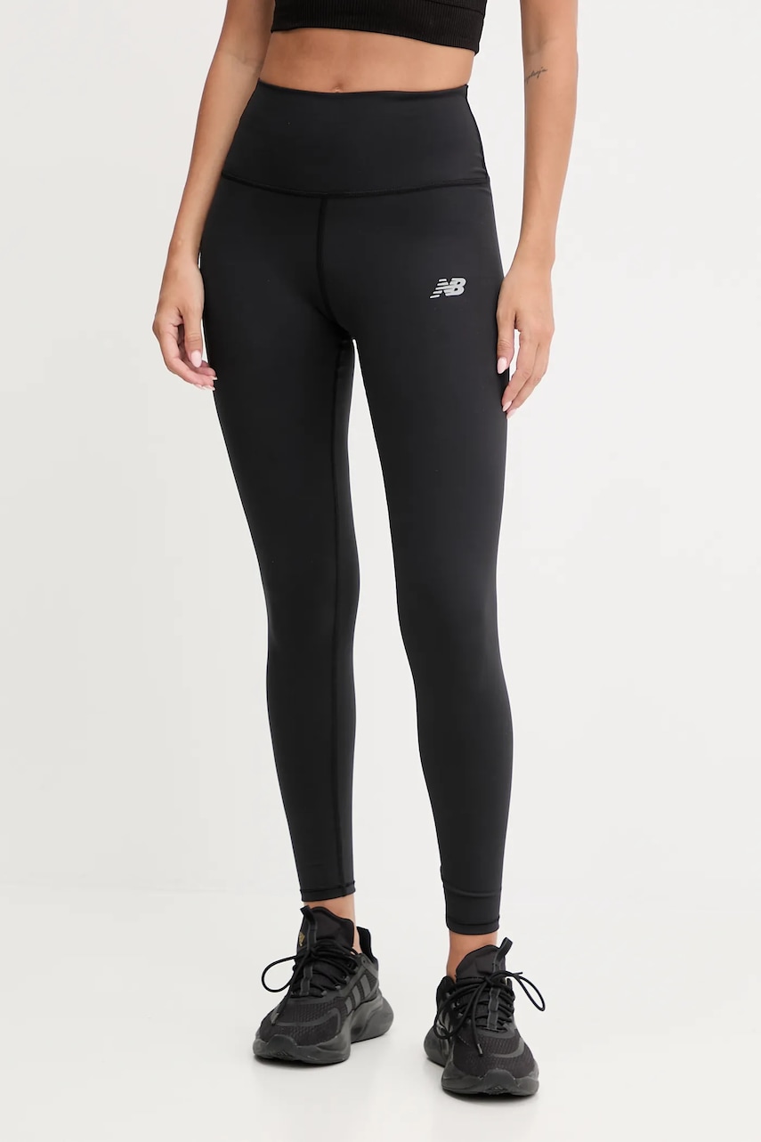 New Balance leggins de antrenament culoarea negru, uni, WP51126BK