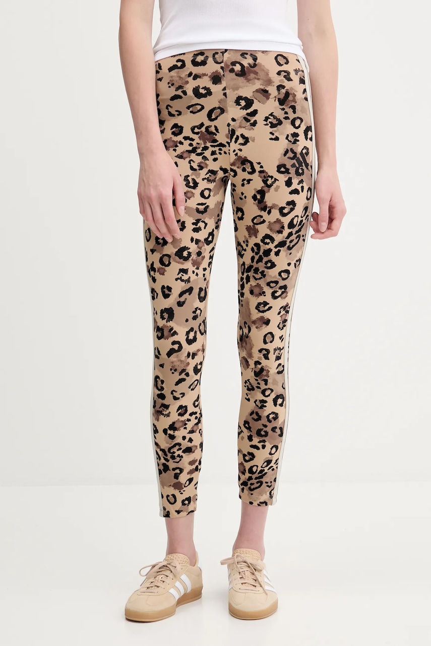 adidas colanți Animal culoarea bej, cu imprimeu, JM1865