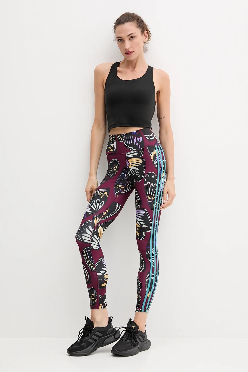 Тренировочные леггинсы adidas Performance x Farm Rio цвет бордовый узор JL8627