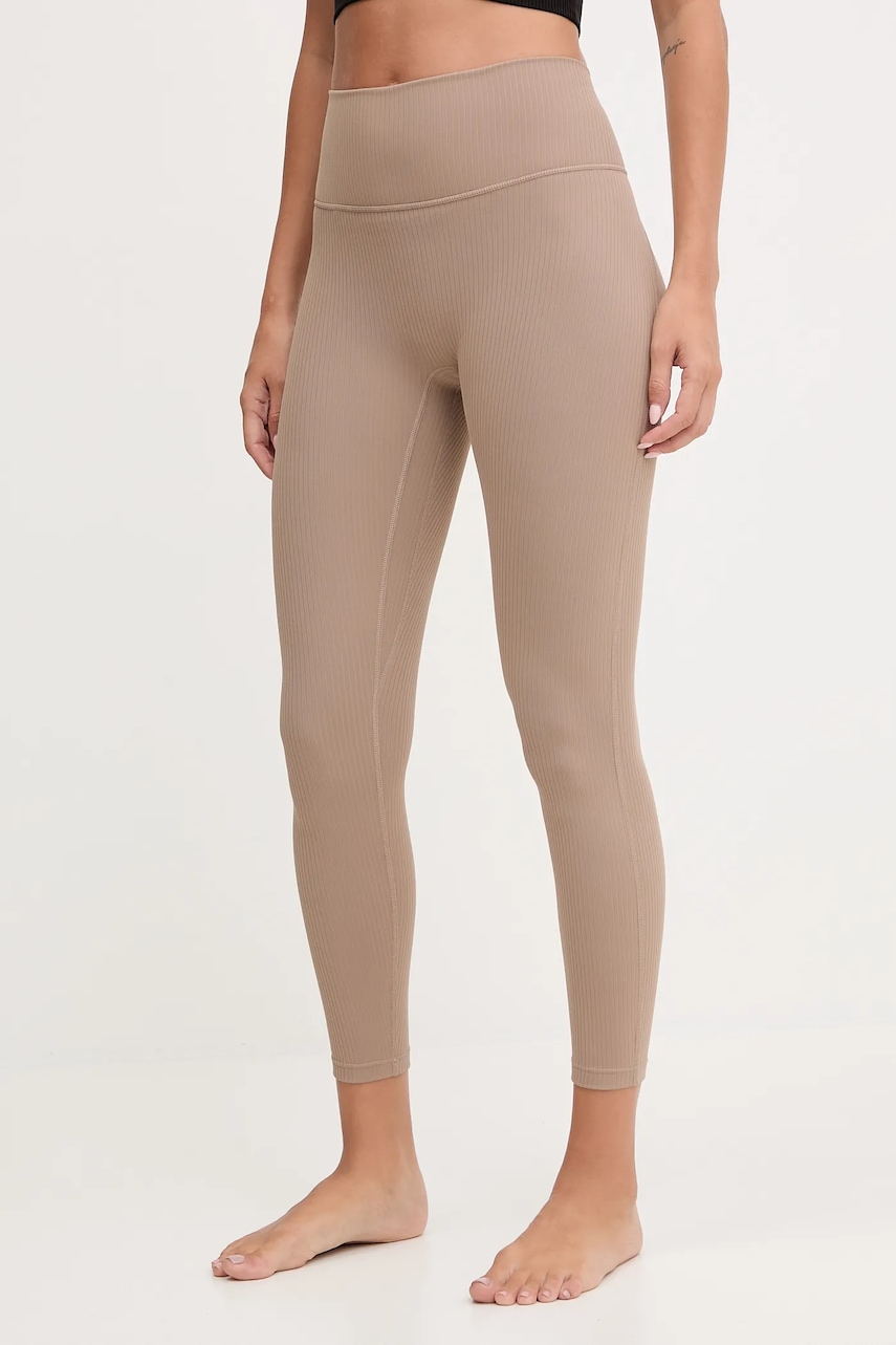 Levně Legíny na jógu adidas Performance All me dámské, béžová barva, JW7589