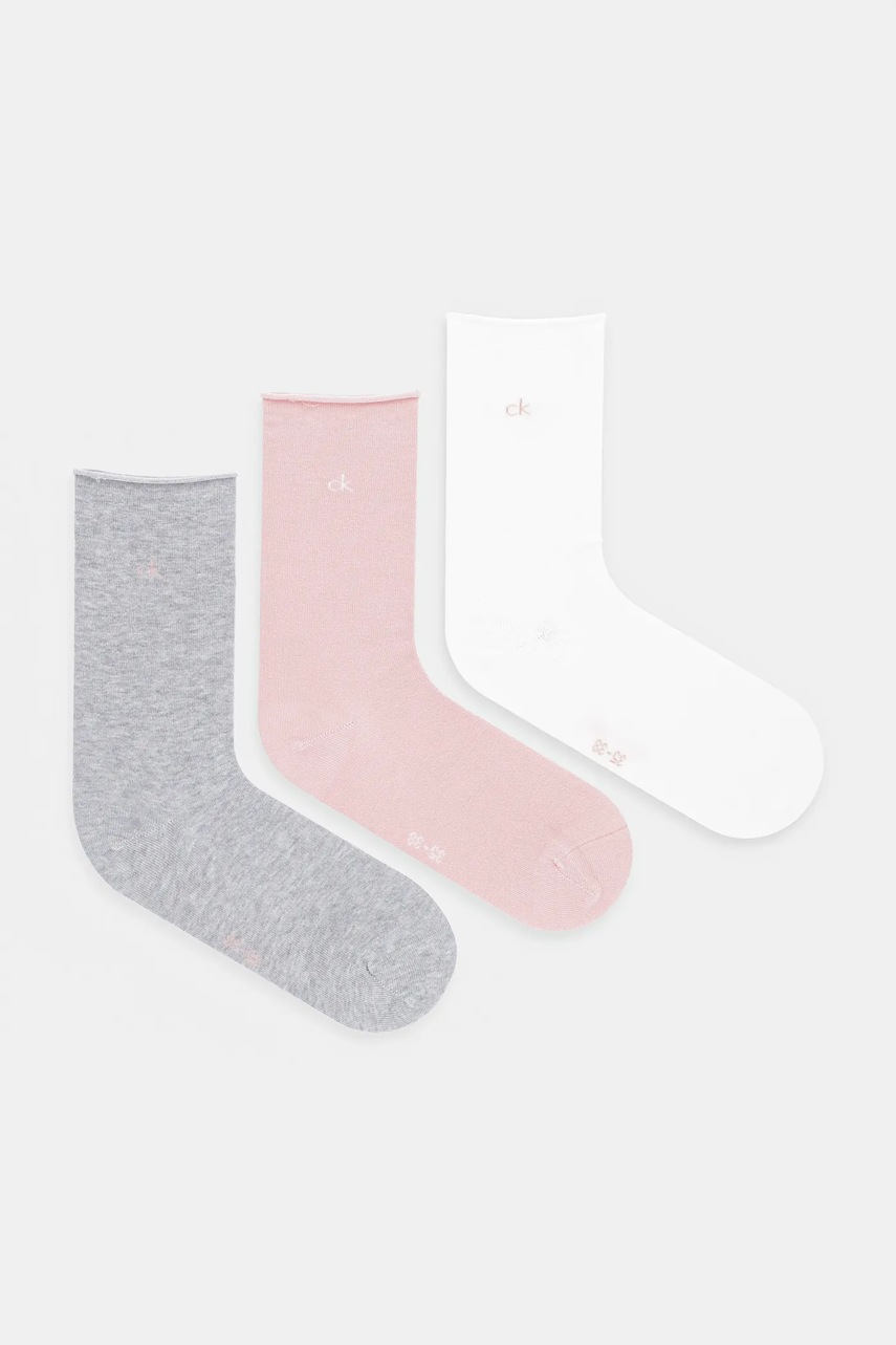 Levně Ponožky Calvin Klein 3-pack růžová barva, 701234368