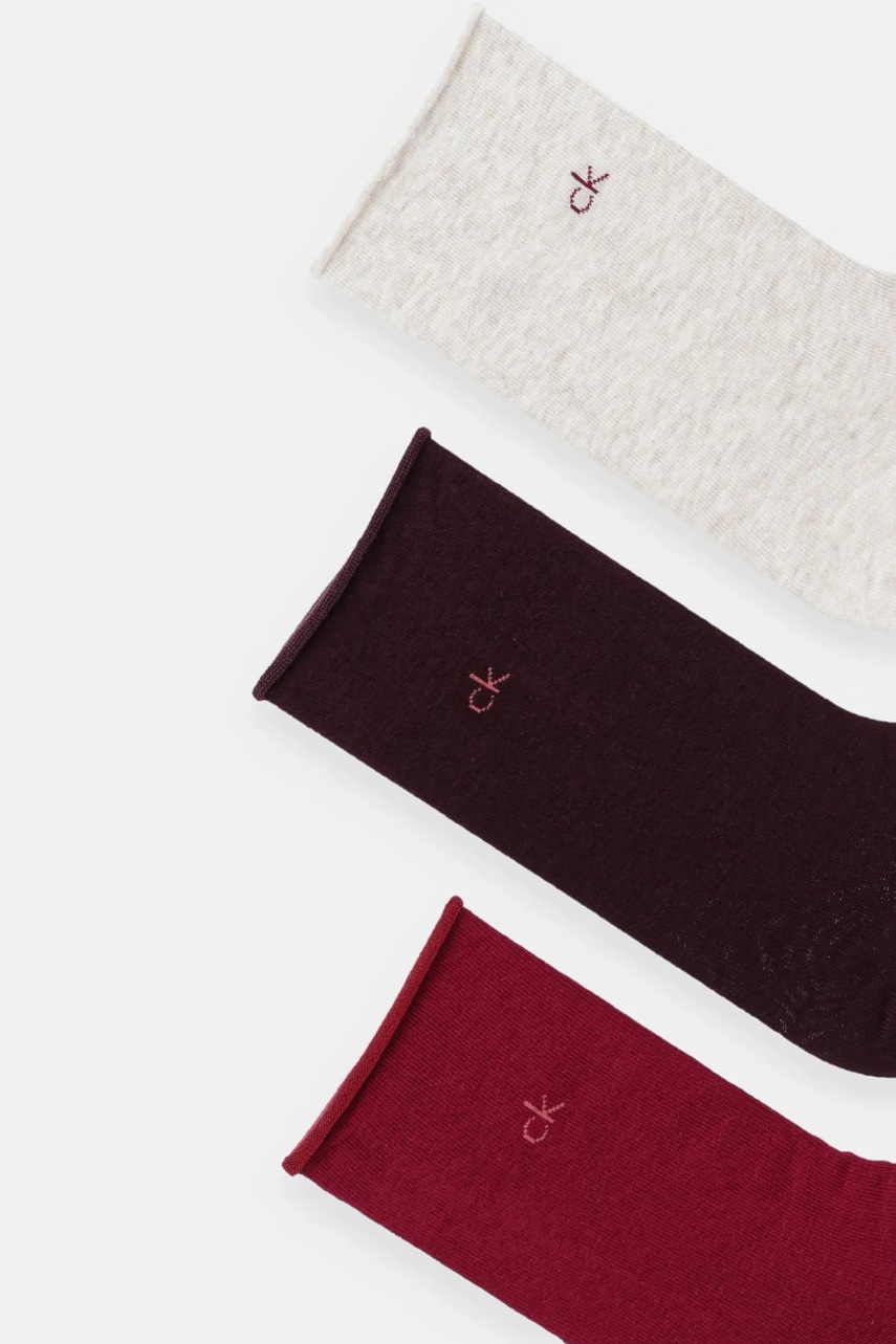 Носки Calvin Klein 3 шт цвет бордовый 701234368