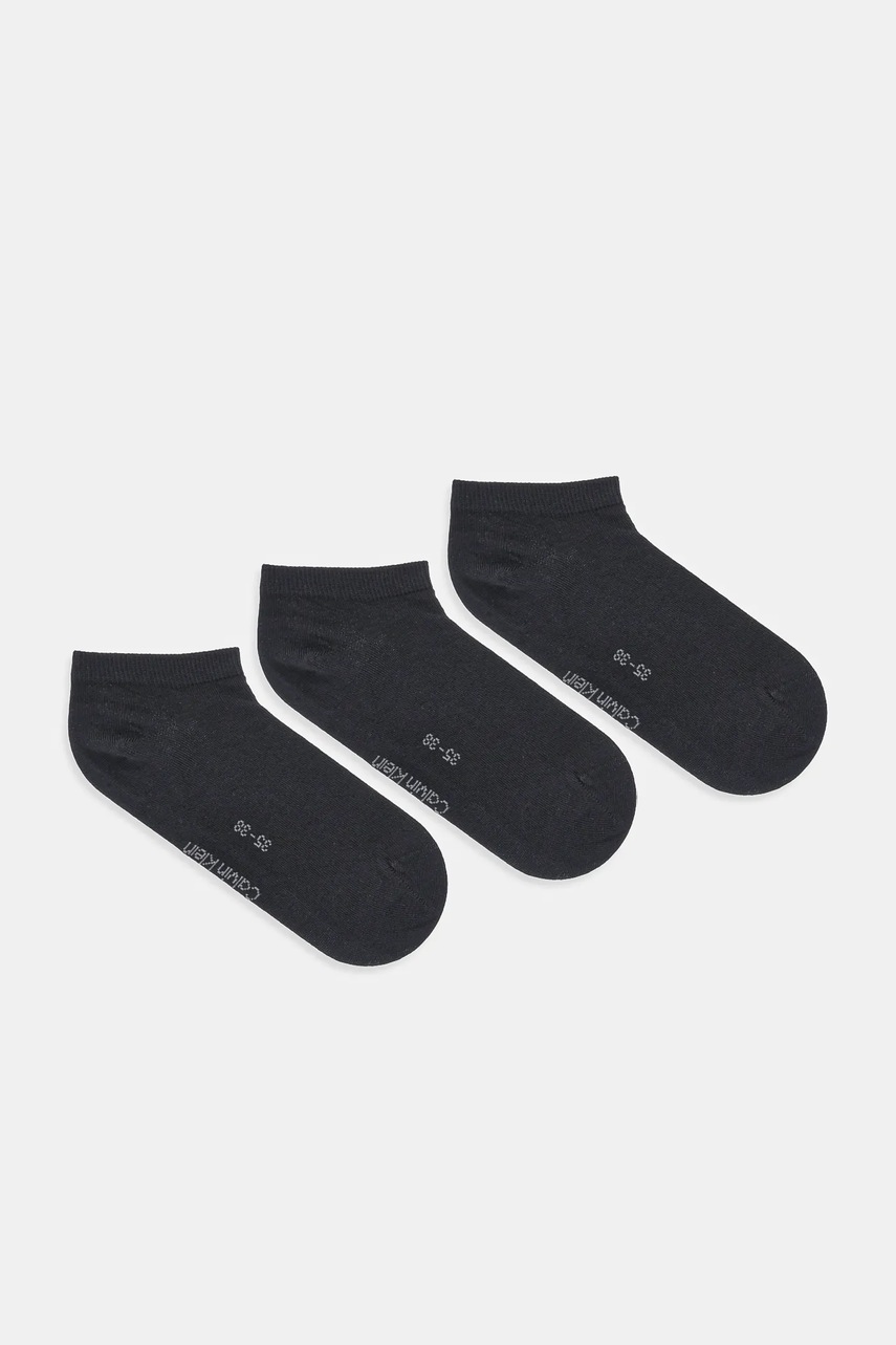 Levně Kotníkové ponožky Calvin Klein 3-pack černá barva, 701234369