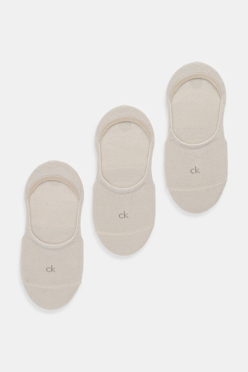 Levně Kotníkové ponožky Calvin Klein 3-pack béžová barva, 701234370