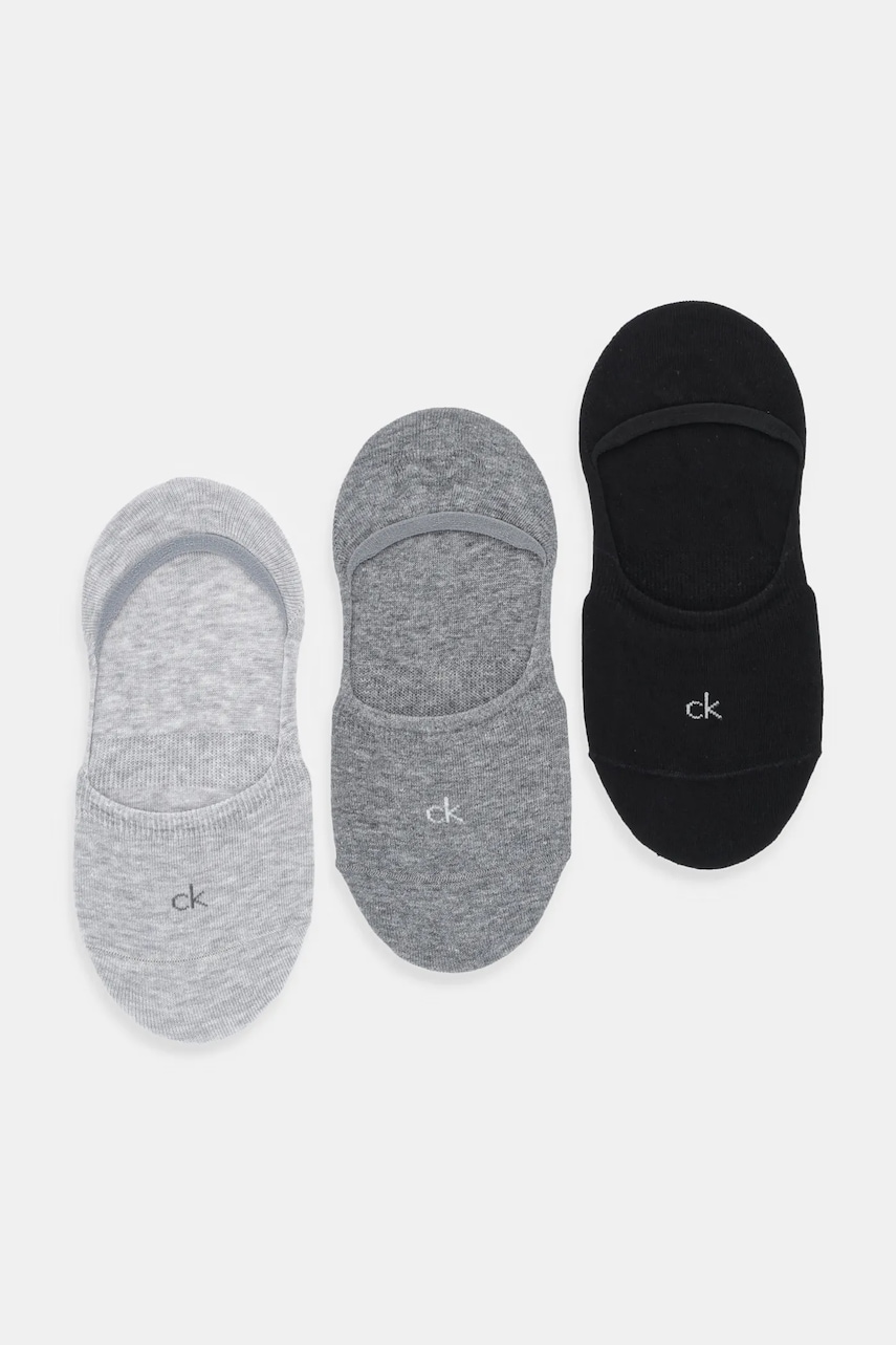 Levně Kotníkové ponožky Calvin Klein 3-pack šedá barva, 701234370