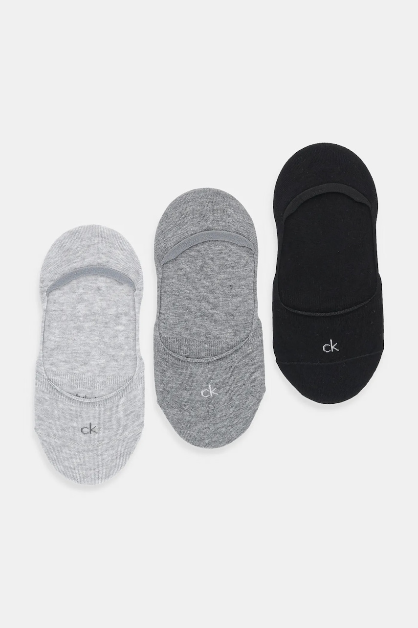 Levně Ponožky Calvin Klein 3-pack šedá barva, 701234371