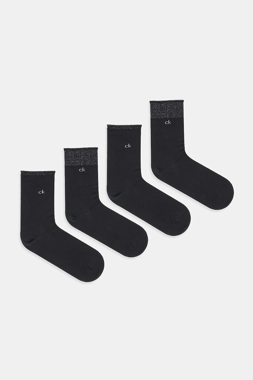 Levně Ponožky Calvin Klein 4-pack černá barva, 701235367
