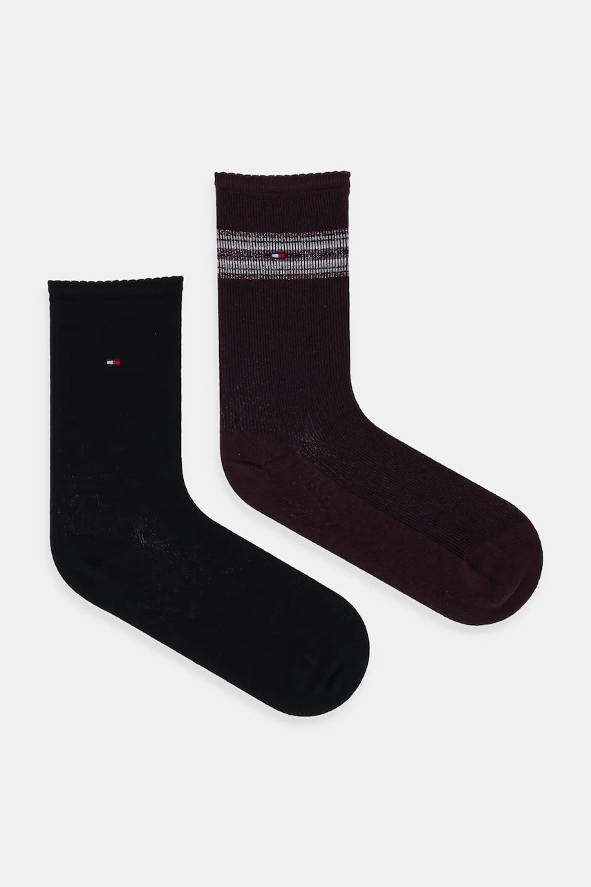 Levně Ponožky Tommy Hilfiger 2-pack vínová barva, 701236458