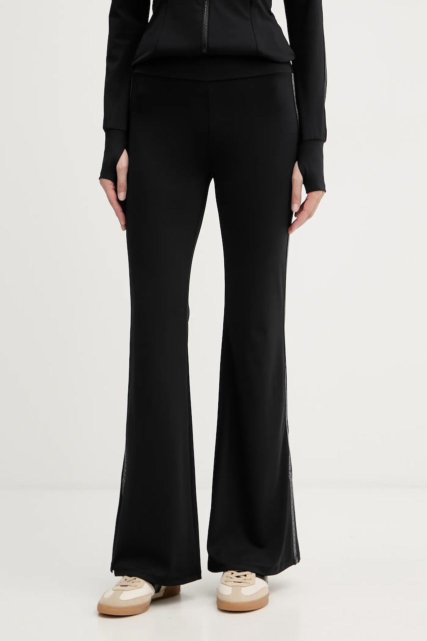 MICHAEL Michael Kors pantaloni culoarea negru, evazați, high waist, MF530W51RE