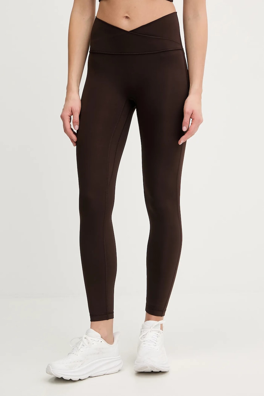 adidas Performance leggins de antrenament culoarea maro, uni, KT3284