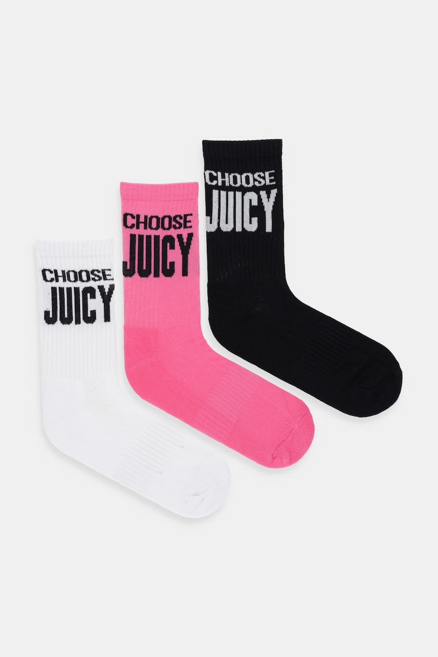 Juicy Couture șosete 3-pack culoarea roz, JCAXS125707 Juicy Couture șosete 3-pack culoarea roz, JCAXS125707