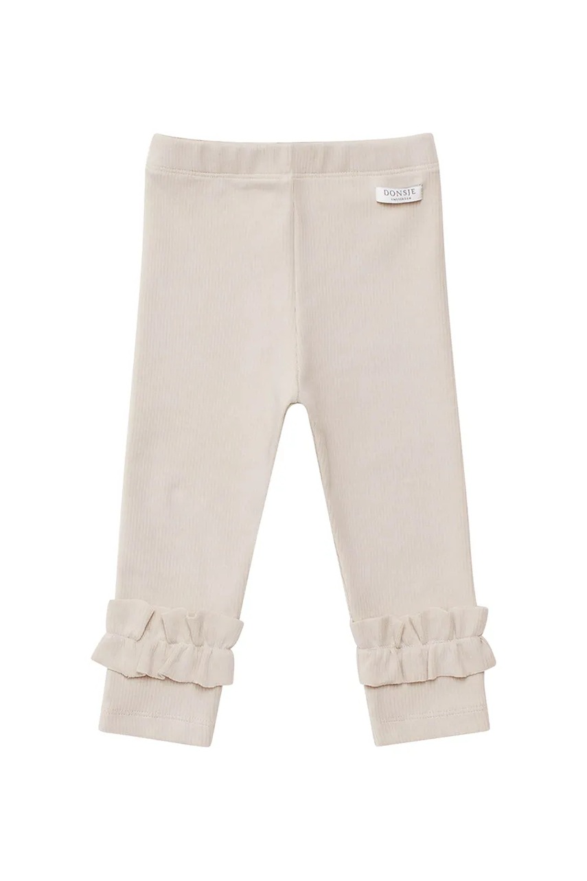Легінси з бавовною для немовлят Donsje Marit Leggings колір бежевий однотонні 4100100